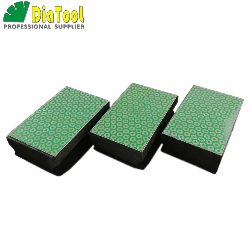 

DIATOOL 3pcs Electroplated Diamond Hand Pad 90X55MM Grit #100 Foam Backed Hand Polishing Pad Polishing Block