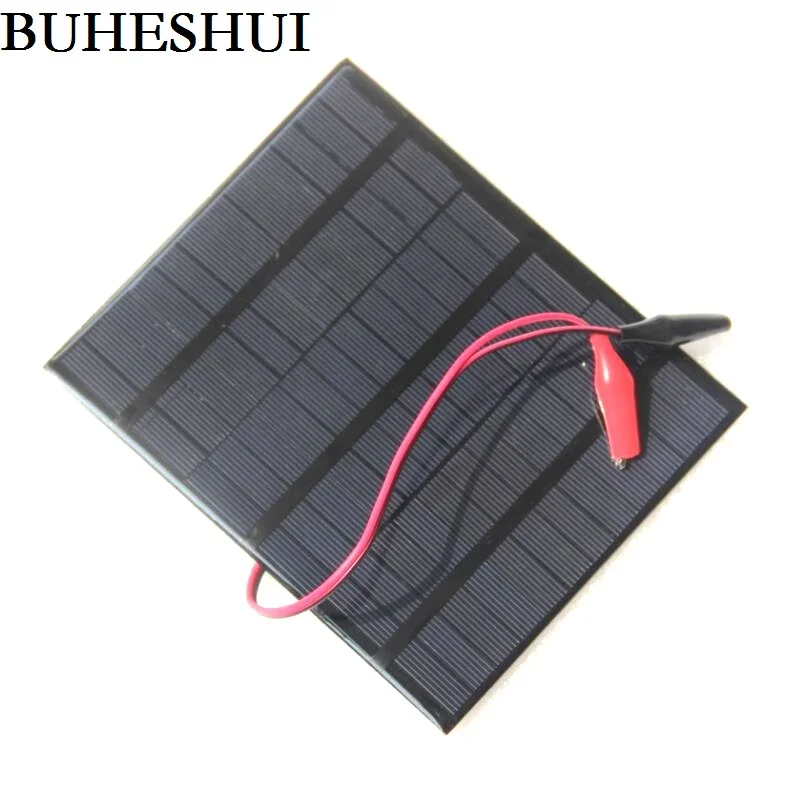 

BUHESHUI 3.5W 18V Solar Cell Polycrystalline Solar Panel+Crocodile Clip For 12V Battery Solar Charger Epoxy 10pcs/lot Wholesale