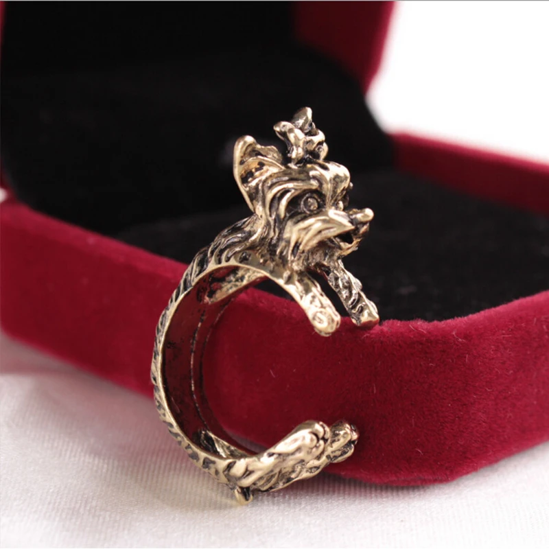 Wholesale 10Pc/lot Vintage Teddy Dog Adjustable 3D Cartoon Doggie Rings For Women Girls Kids Geeks Rings Jewlery Gift