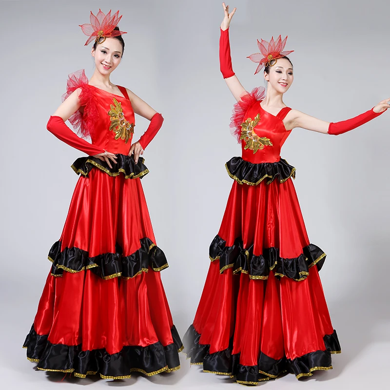 Flamenco Skirt Spanish Senorita Flamenco Dancer Fancy Dress Costume Brazil Dance Costume Gypsy Ro Flamenco Dress S-XXXL DL2891