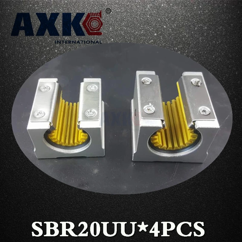 2023 Linear Rail Axk Axk 4pcs Sbr20uu Sbr20 Sbr20uu-s Linear Bearing 20mm Open Slide Block Cnc Parts Engineering Plastics