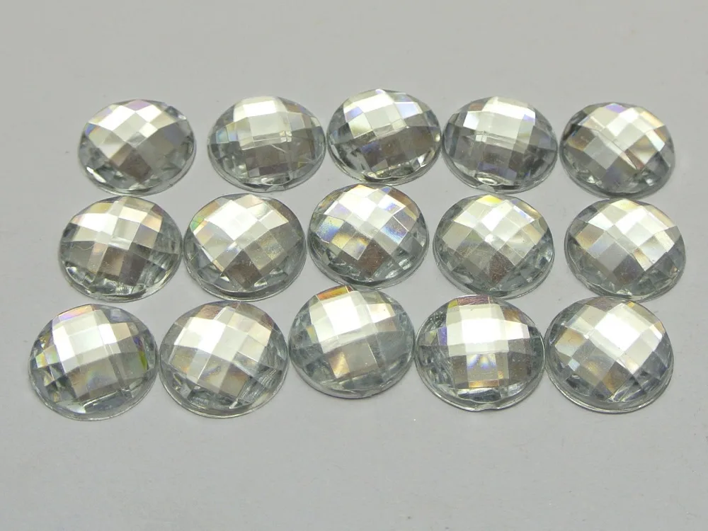 

200 Clear Acrylic Flatback Rhinestone Faceted Round Gems 12mm No Hole