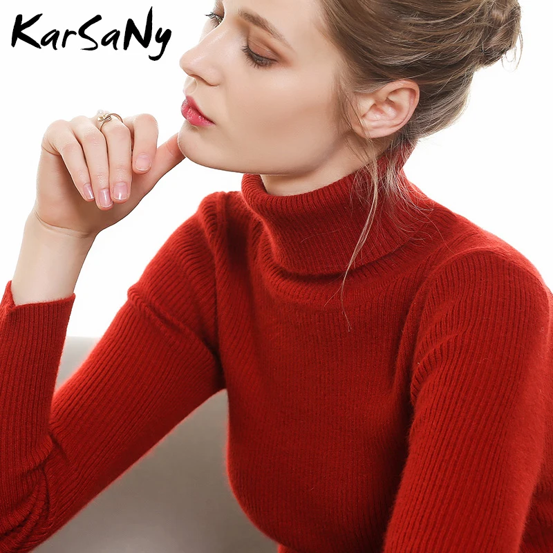 KarSaNy Jumper Women Turtleneck Sweater Knitwear Thick Winter Women\'s Turtleneck Pullover Sweater Yellow Sweaters Female 2019