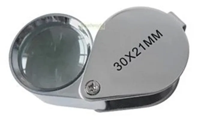 30x21mm Jewelry Appraisal 10X Magnifier Metal Folding Portable Magnifying Glass Lens