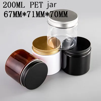 24pcs/lot 200G 200ml Plastic Jar Cosmetic Cream Jar Plastic Pot Aluminum Lid Plastic Cap  PET Container Empty Food Packing Cans