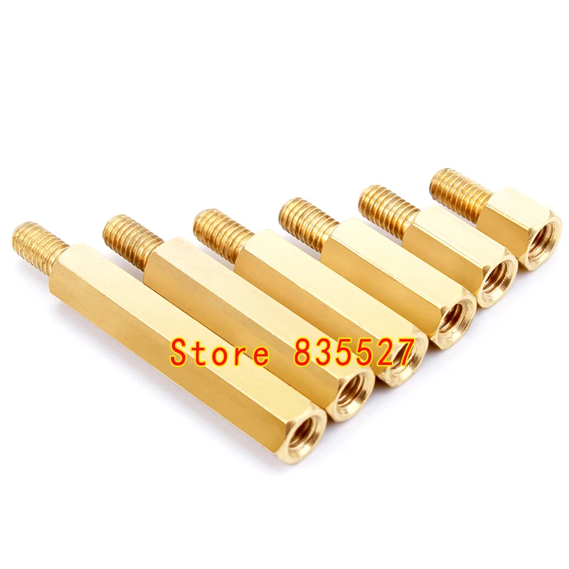 5-50pcs Six angle Hexagonal struts copper stud nut M3 *(4 to 80 )+ 6 mm Spacing Screws Brass Standoff Hollow Pillars 4/5/6/7/8/9