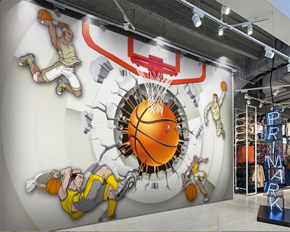 beibehang  New 3D creative personality wallpaper Basketball Hall athletes cool tooling backdrop papel de parede 3d wallpaper