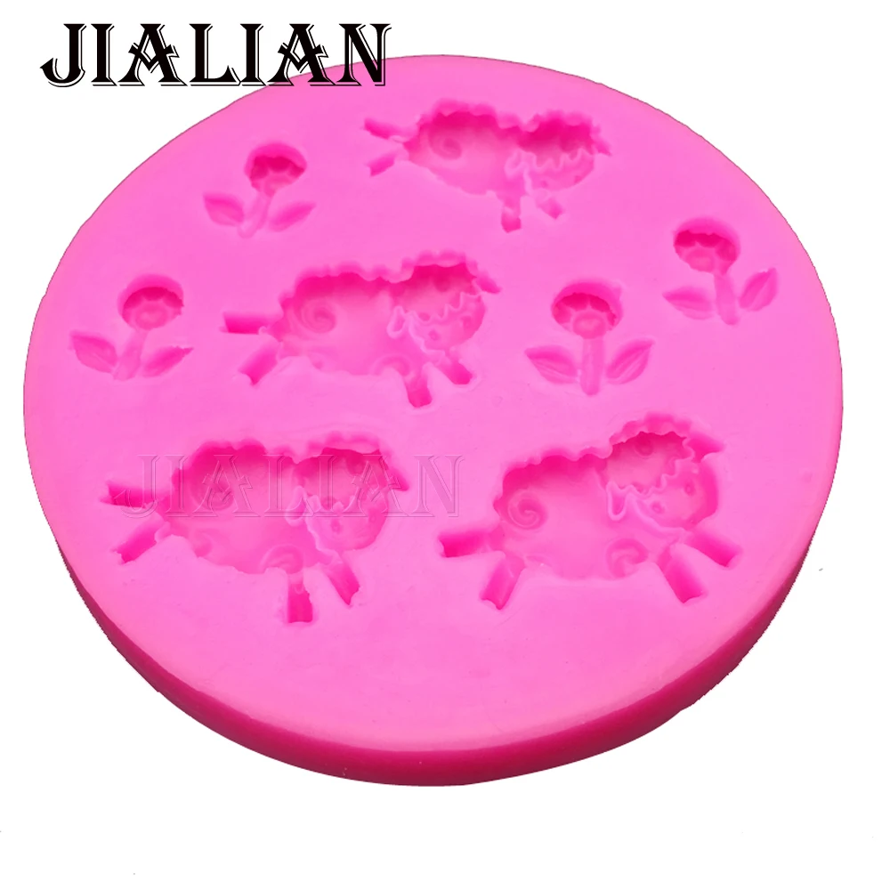 4 Hole Sheep flowers chocolate cake decorating tools DIY fondant silicone mold Clay Resin sugar Candy Sculpey T0125