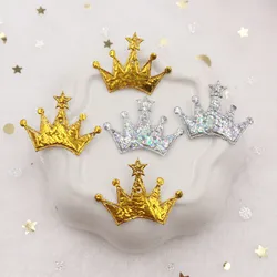 100pcs 18mm*25mm Pretty Colorful Laser Cloth Crown Appliques Wedding Diy Hair Clip Accessories Supplies Decoration Craft E02