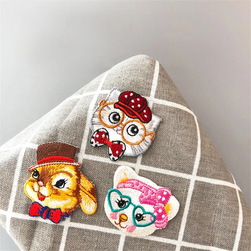 

MAXSIN FUN 1 Pc High Quality Embroidery Cat Sticker Cartoon Animal Patches Iron On Clothes Applique DIY Decoration Accessories