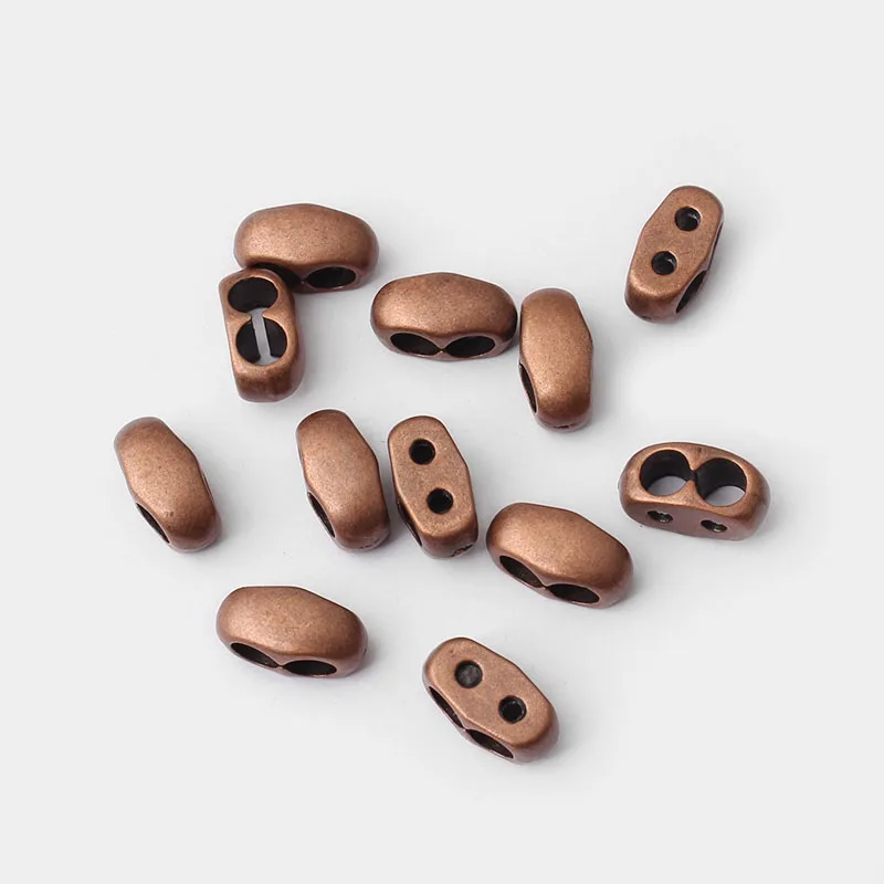 20pcs Tibetan Silver/Bronze/Copper Double Holes Slider Spacers For 4mm 5mm Round Leather Cord Bracelet Jewelry Findings Making
