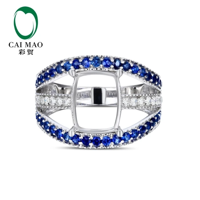 

CaiMao Cushion cut Semi Mount Ring Settings & 0.63ct Diamond 14k White Gold Gemstone Engagement Ring Fine Jewelry