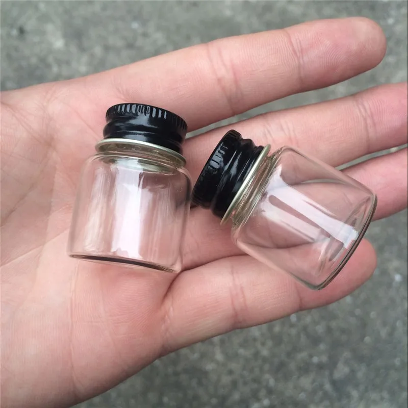 27*35*14mm 8ml Mini Glass Bottles With Metal Aluminum Screw Cap Small Glass Bottle Empty Liquid Container Vials Jars 100pcs