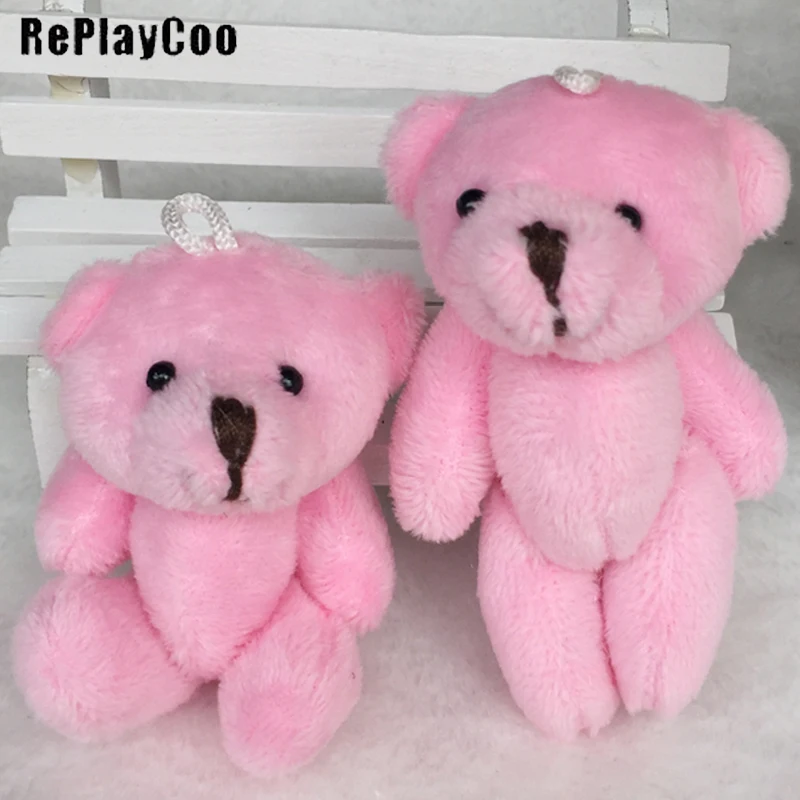 

50PCS/LOTMini Teddy Bear Stuffed Plush Toys Small Bear Stuffed Toys Pink 8cm Teddy Bears Plush Pendant Kids Toys Gifts GMR072