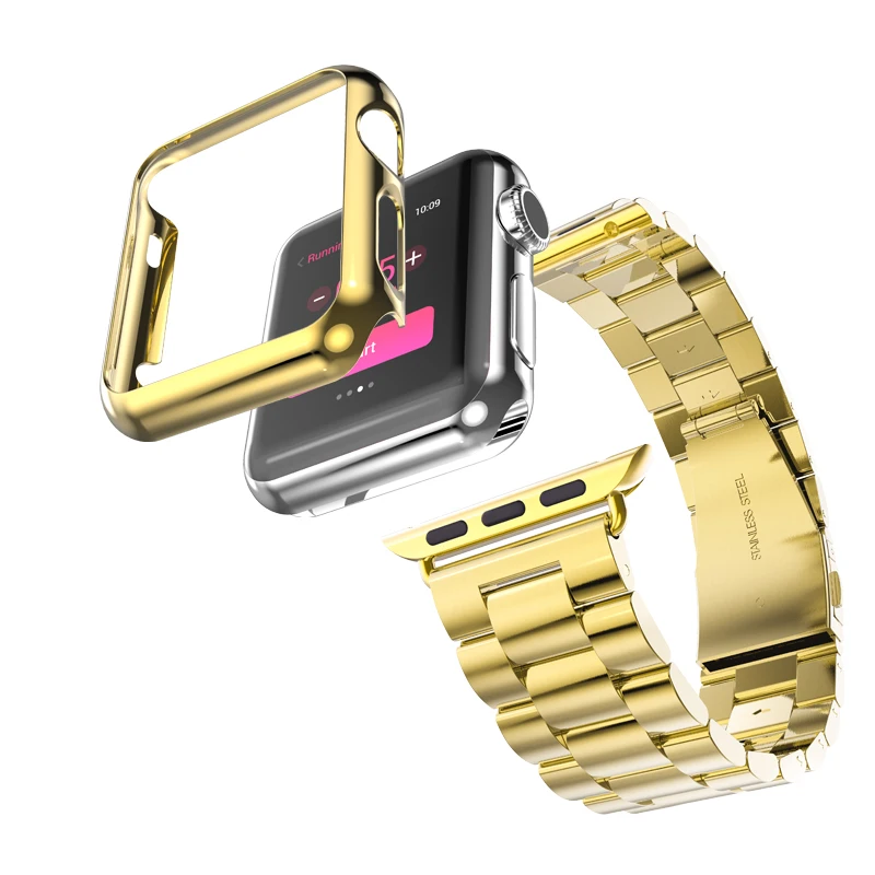 5 Colors 316L Stainless Steel Strap For Apple Watch Band Gold Plating Cover Case for Series 2 iWatch 1st 2nd Bracelet 38mm 42mm