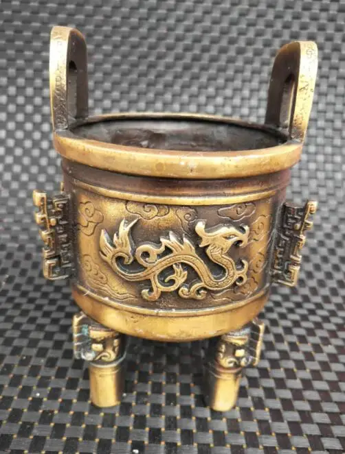 

China collection archaize brass Dragon pattern Incense burner