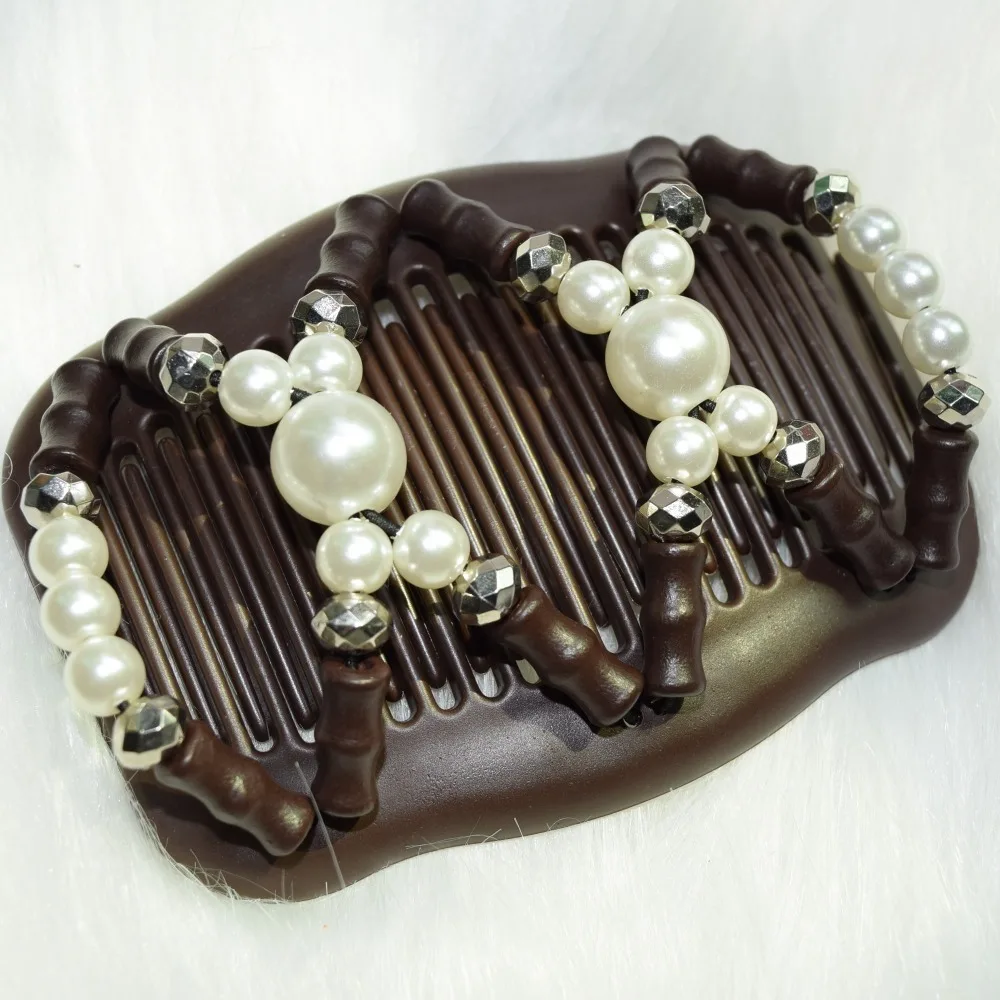 

100 PCS/LOT pearl classical beads magic comb Double Magic Fashion lady special wedding hair accessory gift