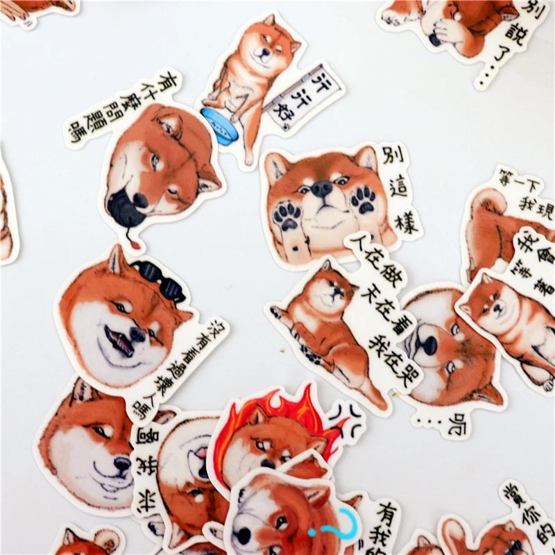 40 buah stiker anjing Shiba Inu kartun lucu kreatif/stiker cantik/stiker dekoratif/album foto kerajinan DIY