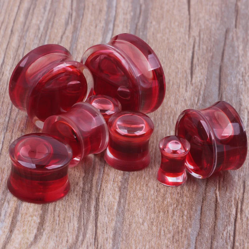 2Pcs Red Liquid Blood Acrylic Ear Plugs and Tunnels for Women Men  Earrings Piercing Ear Expanders Gauge Stretcher Jewelry Oreja