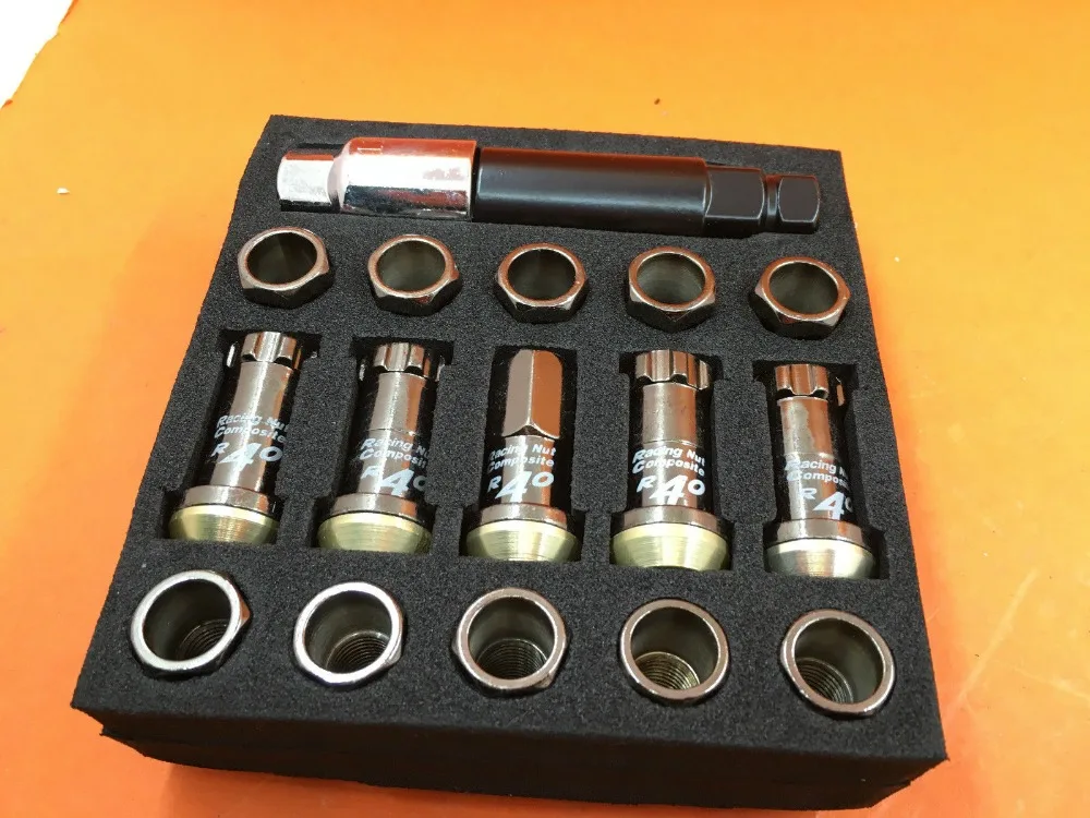 PROJECT KICS KYO-EI COMPO/SITE R/40 EXTENDED LUG NUTS W/LOCKS 12X1.5 Titanium black