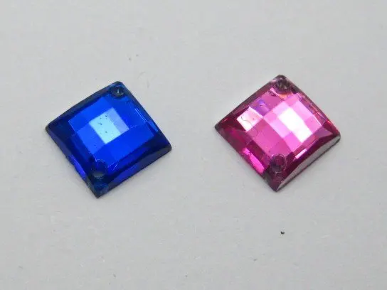 

200 Mixed Colour Flatback Acrylic Square Rhinestone Button 8mm Sew on bead