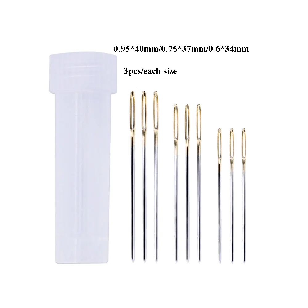 500/1000PCS 34/37/40MM Large Eye Needles Leather Sewing Needle Gold Needle Embroidery Tapestry Hand Sewing Accessories