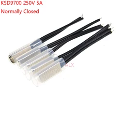 5PCS KSD9700 250V 5A thermostat temperature Thermal Control switch Metal case normally Closed NC 45 50 60 70 80 100 120 Degrees