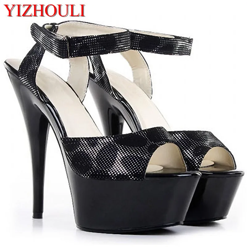 

Fashionable polyurethane material, 15 cm, high heels baking paint summer platform, foot bare strappy sandals