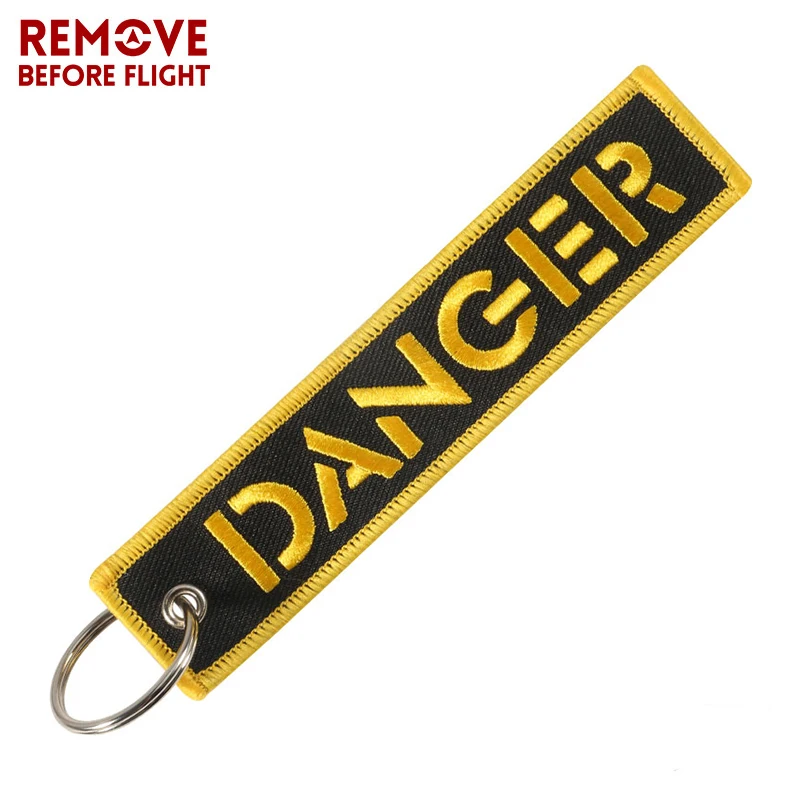 Danger Keychain for Cars Key Chain for Motorcycles Key Tag Cool Embroidery Key Fobs Customized Fashion New Keychains