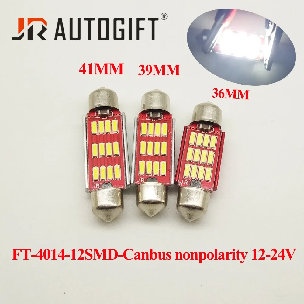 50x 36mm 39mm 41mm C5W C10W CANBUS Error Free Auto Festoon 12SMD 4014 LED 12-24V Car Interior Dome Lamp Reading Bulb White Light