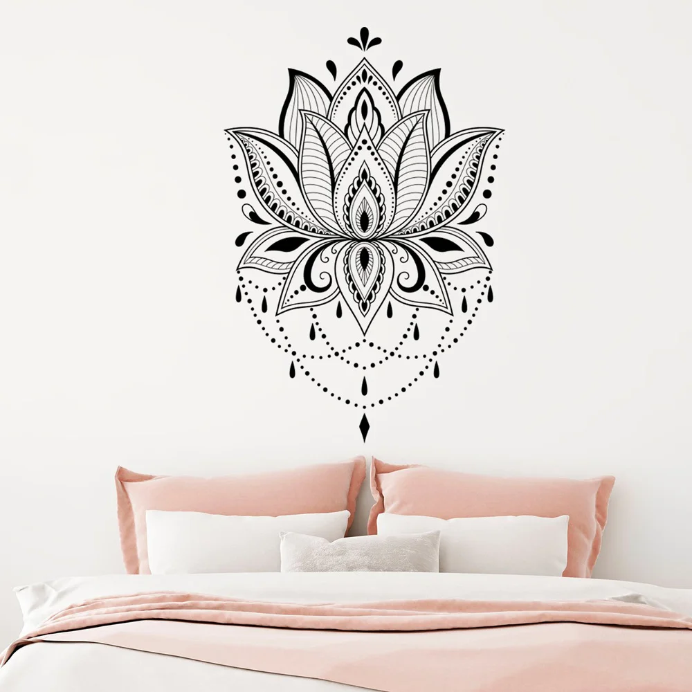 

Lotus Wall sticker Boho vinyl wall decar Mandala wall decols Yoga studio Decals home room sticker decal Lotus wall decal G49