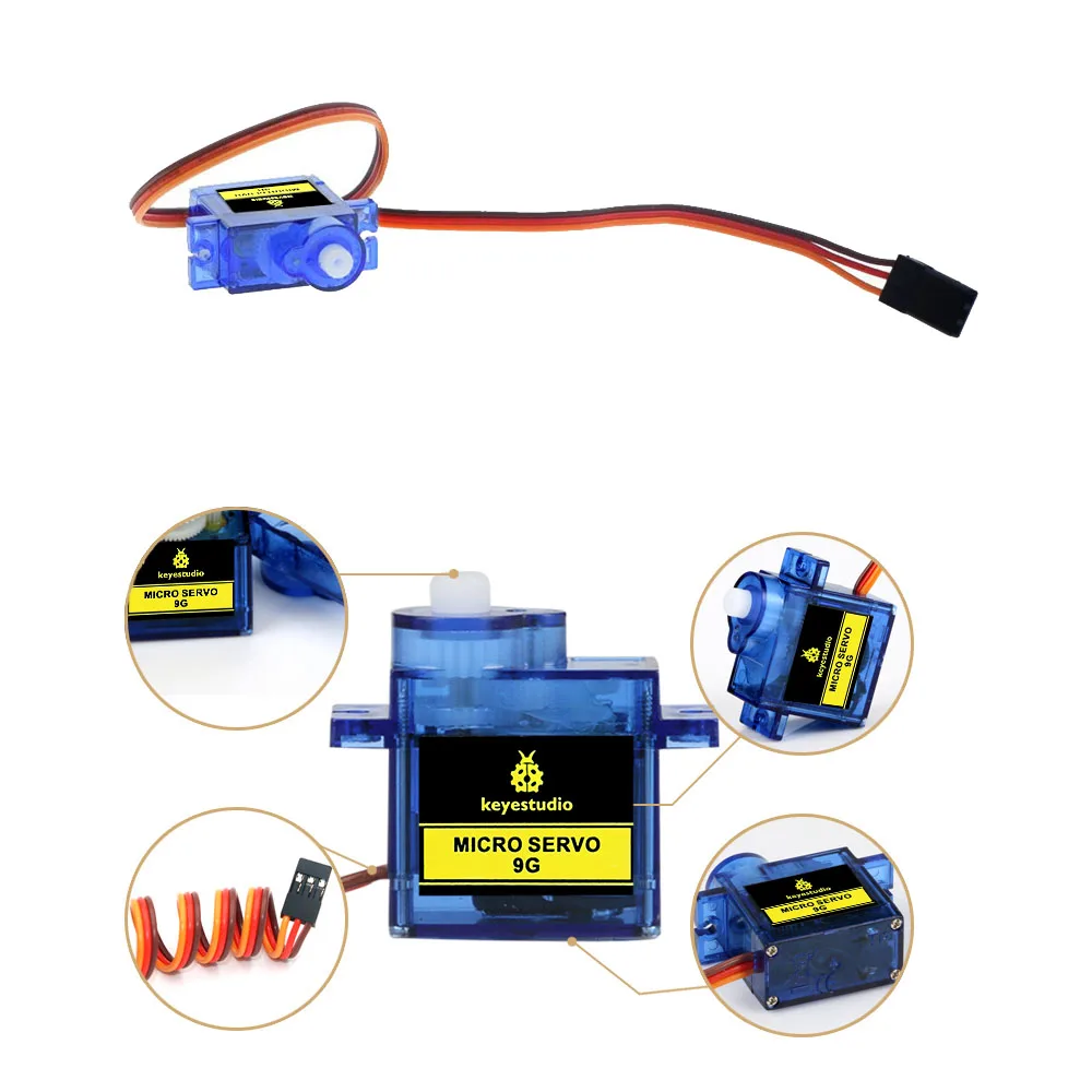 3 PCS Keyestudio MINI SG90 9G  90 Degrees Servo Motor  Blue with PH2.54 Connector  For Arduino Robot