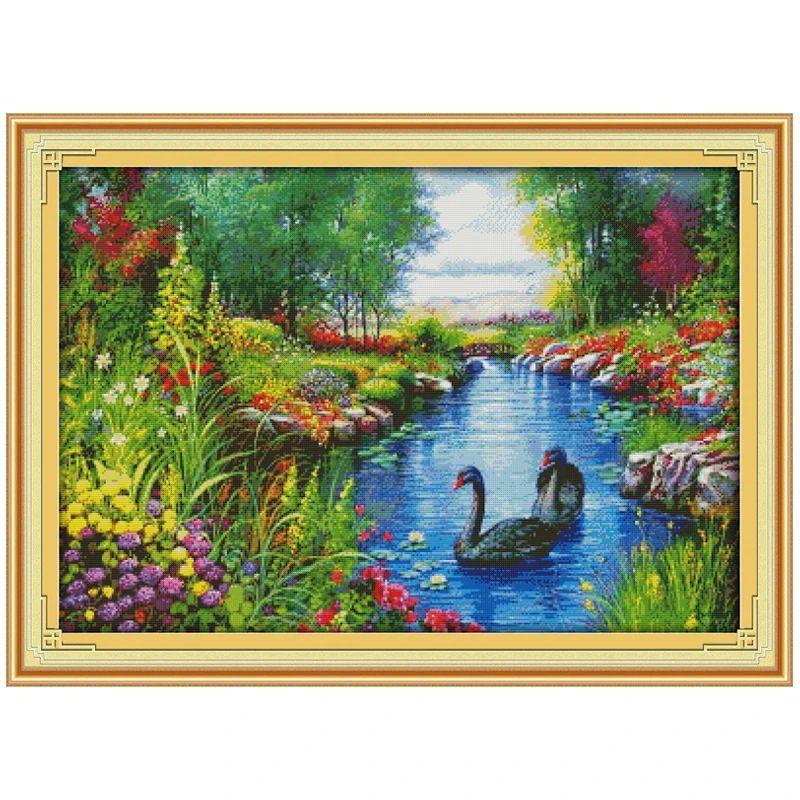 The Peaceful Landscape Patterns Counted Cross Stitch Set DIY 11CT 14CT 16CT Stamped DMC Cross-stitch Kit Embroidery Needlework