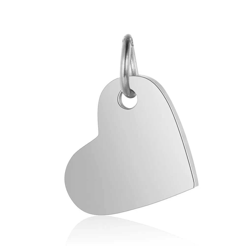 5pcs/lot 316 Stainless Steel Mirror Polished 14mm Heart Tag Charm Pendant for Bracelet Necklace DIY Jewelry Making Charms