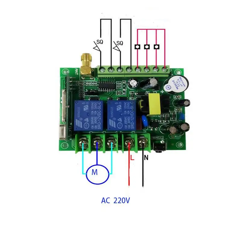 433mhz RF 220V elektryczne drzwi/kurtyna/okiennice limitu bezprzewodowy zdalnie sterowany radiowy przełącznik do przodu i do tyłu silniki