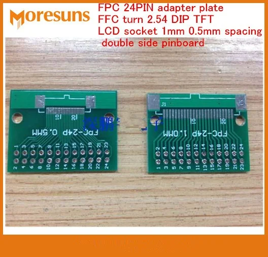 Schnelles Freies Schiff 10 Teile/los FPC 24PIN adapter platte FFC drehen 2,54 DIP TFT LCD buchse 1mm 0,5mm abstand doppel side pcb pinnwand