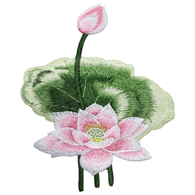 1 Piece Lotus Flower Patch Sew on Applique Floral Patch for Clothes Fabric Sticker DIY Bags Coat Jeans Accessories