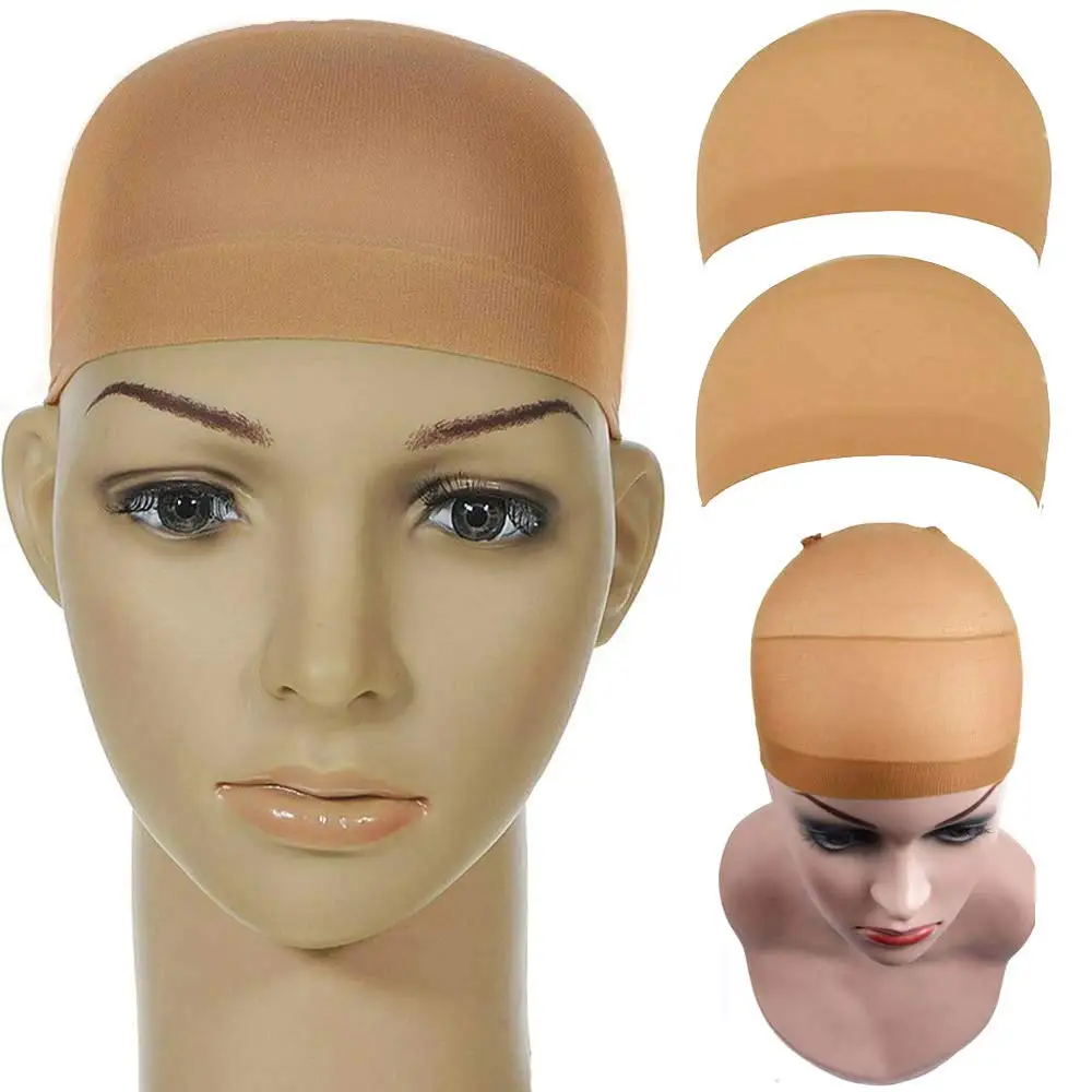 Gorro elástico de nailon para mujer, 4 piezas, Color Beige