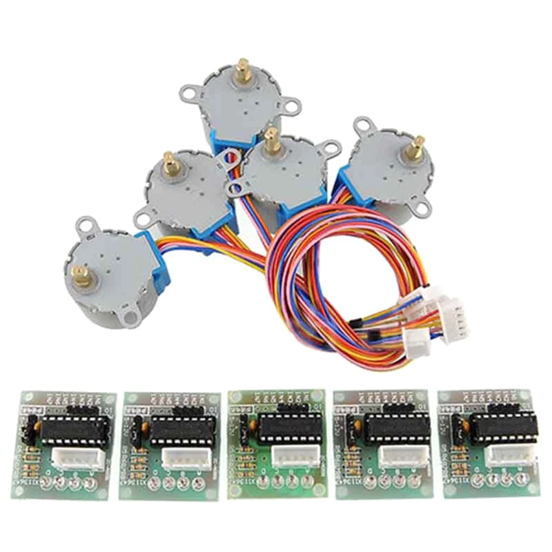 5pcs New Brand 28BYJ-48 5V Reduction Step Motor Gear Stepper Motor 4 Phase Step Motor for arduino 5pcs Motor +5pcs ULN2003 Board