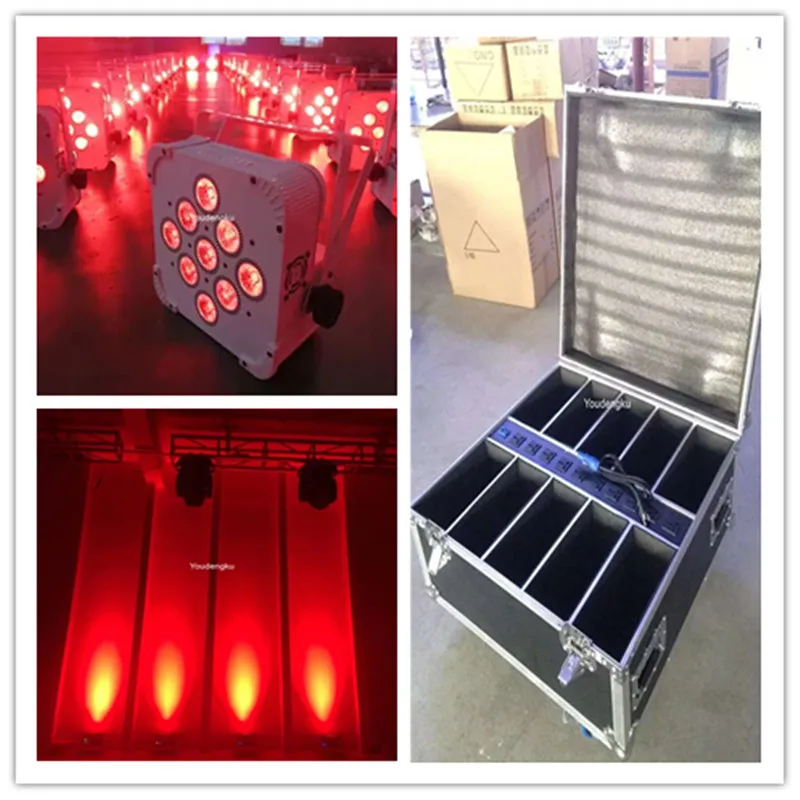 10 lot with flightcase 9x18w rgbwa uv battery powered ProLights Smart par led battire Wireless LED Uplighter