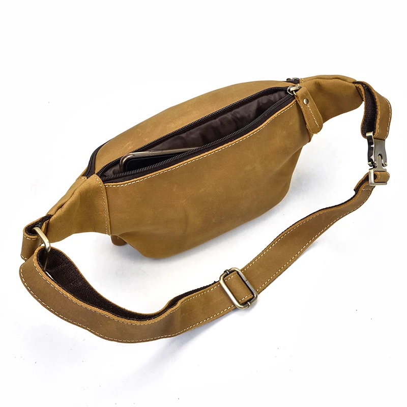 Genuine Leather Men Multifunction Waist Pack Cowhide Funny Chest Bag Hiqh Quality Man Mini Shoulder Crossbody Bags Phone Pouch