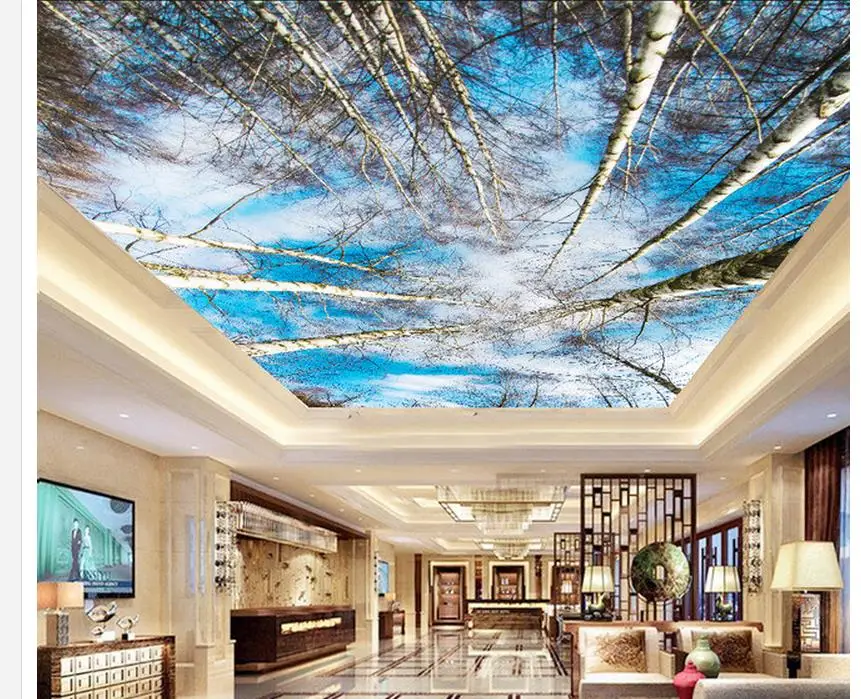 Custom photo wallpaper Zenith ceiling Woods Zenith frescoes living room wallpaper 3d painting