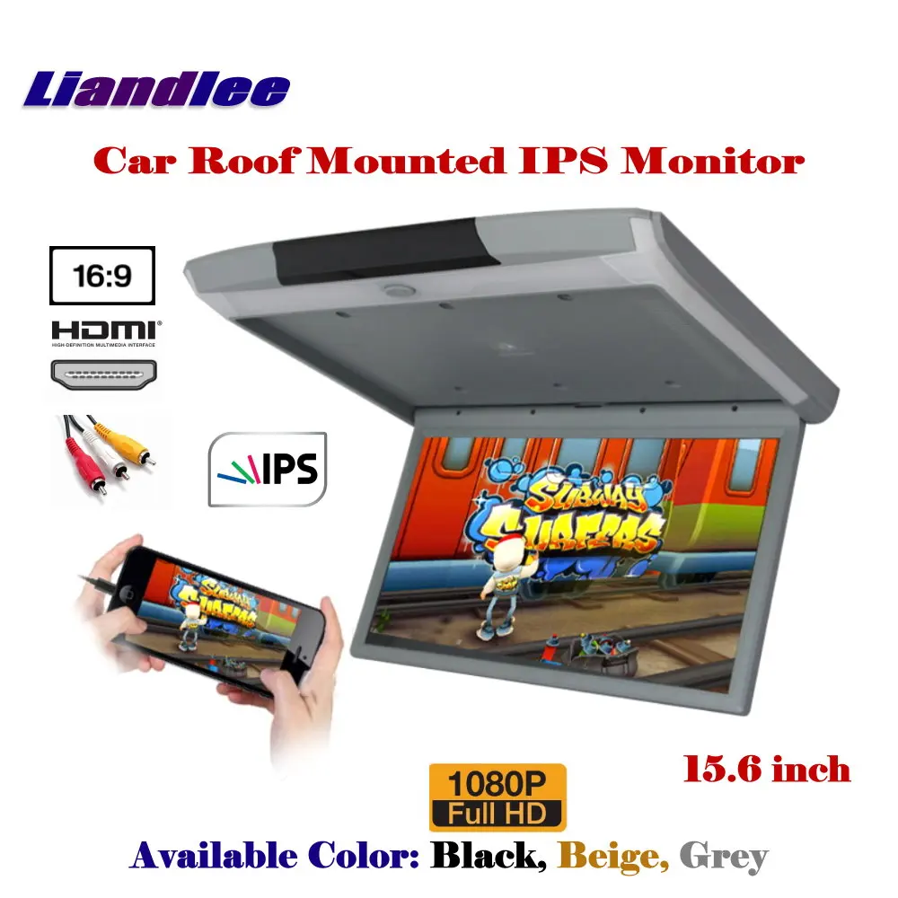 

15.6" Car Roof Mounted Monitor Overhead Ceiling IPS Screen Flip Down Display MP5 Player HDMI-Compatible 1080P HD Digital TV