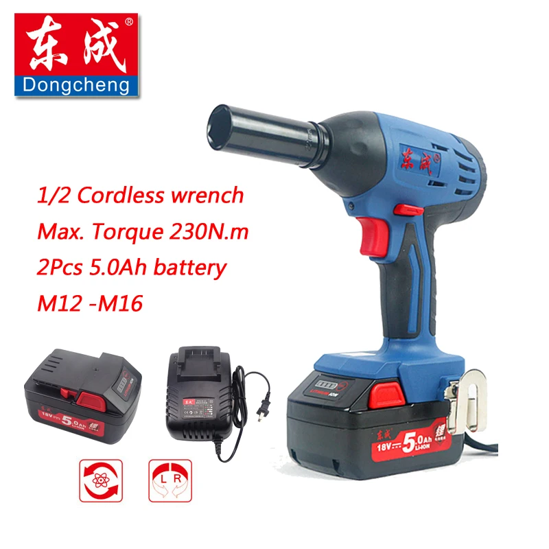 

18V Cordless Impact Wrench Max. 230 N.m Rechargeable Electric Wrench 1/2" Electric Wrench (Gift 19/22mm Sleeve) 2Pcs 5.0Ah