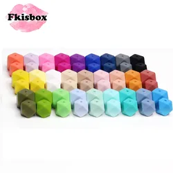 50pc Hexagon Silikon Perlen Zahnen 14mm Baby Beißen Perle Zähne Halskette Perle Diy Kautable Silicona Denticion Schmuck