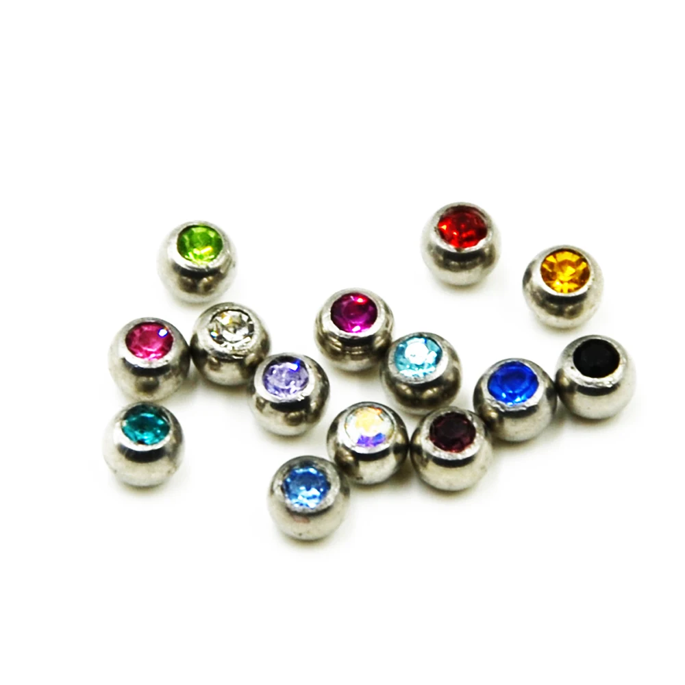 12Pcs 3mm,5mm,8mm 16g/14g Crystal CZ Stone Ball Piercing Accessories for Labret Nose Tragus Cartalige Lip Ring