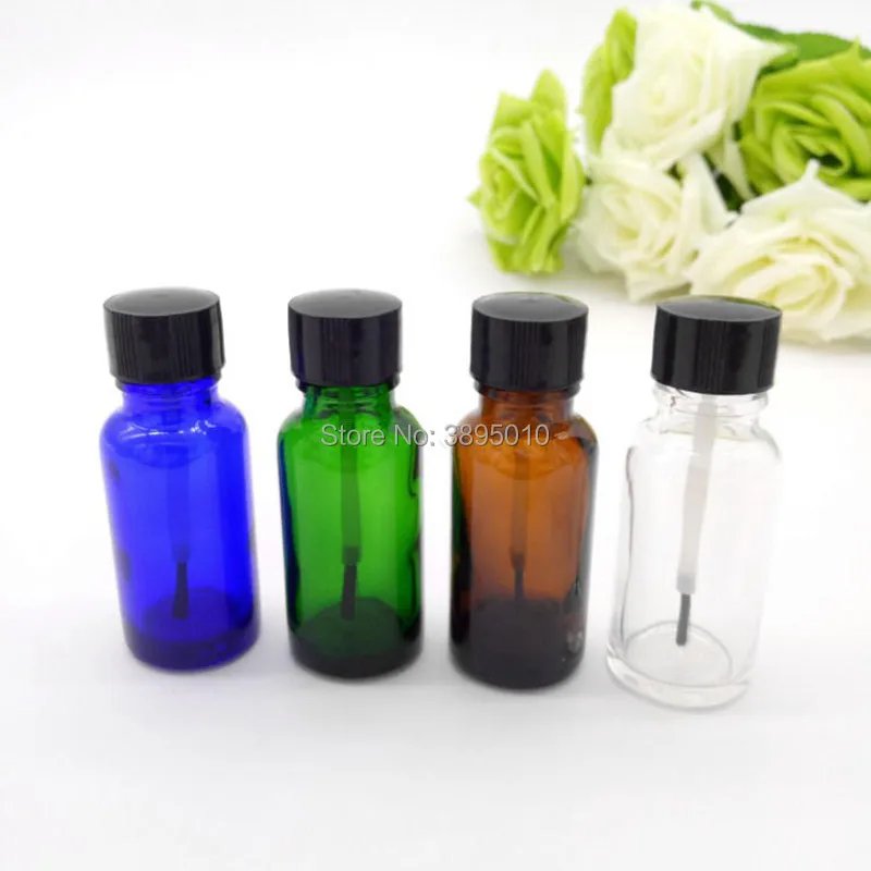 

5ml 10ml 15ml Clear/Amber/green/blue Empty Nail Polish Bottle, Glass Bottle with Brush Cap F291