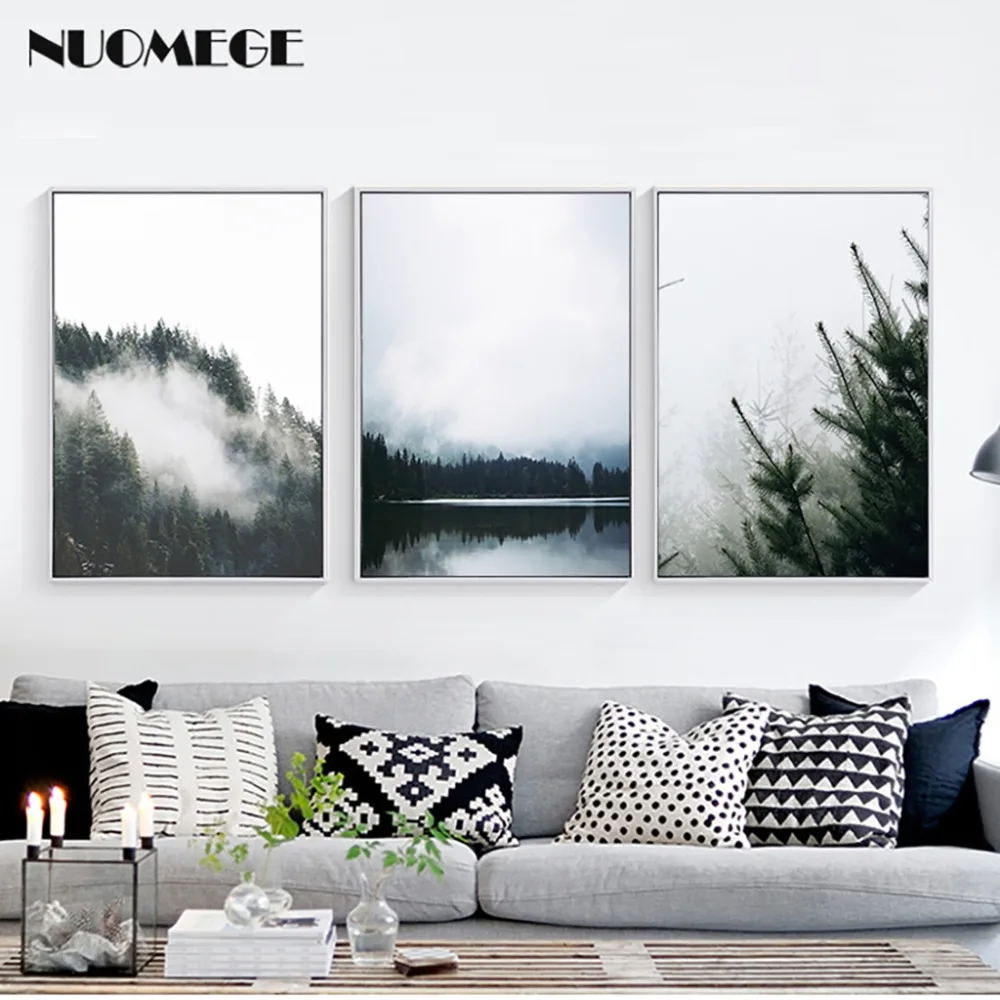 

Nordic Style Forest Landscape Wall Art Canvas Poster and Print Canvas Painting Decorative Picture for Living Room Home Decor