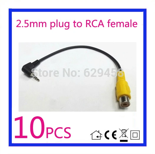 

10PCS 2.5mm Male Stereo Plug to RCA Female Jack AV Adapter Cable 2.5mm plug to RCA female for GPS Video Input