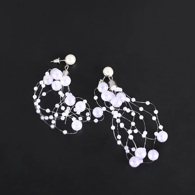 Punk 2020 New Fashion Earrings Elegant Temperament Simple Personality Full Of Stars Long Tassel Pearl Fish Line Ladies Earrings